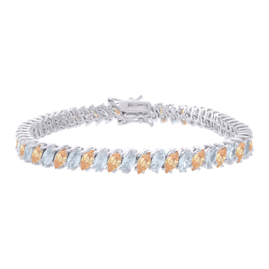 925 Sterling Silver Cz Bracelet 7 Inches