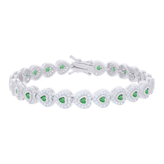 925 Sterling Silver Cz Bracelet 7 Inches