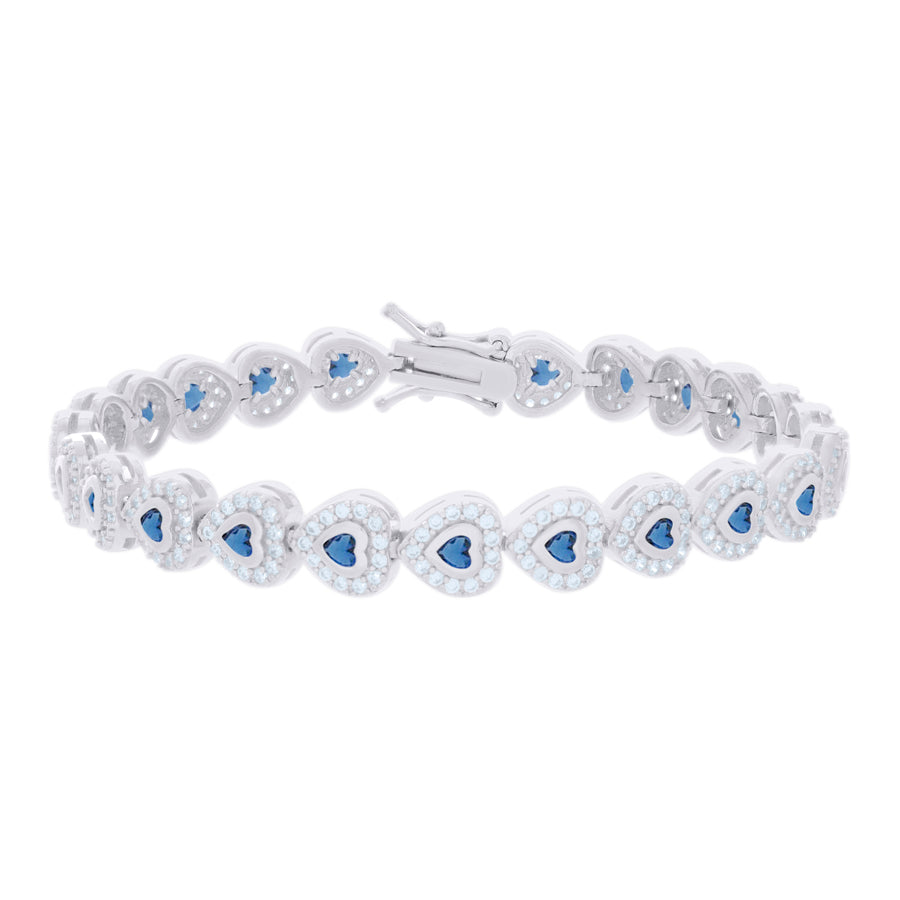 925 Sterling Silver Cz Bracelet 7 Inches