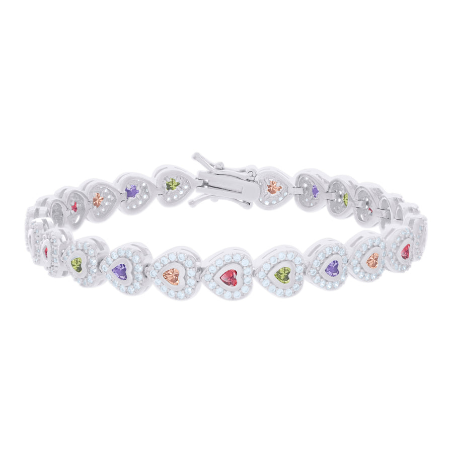 925 Sterling Silver Cz Bracelet 7 Inches