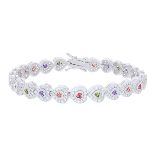 925 Sterling Silver Cz Bracelet 7 Inches