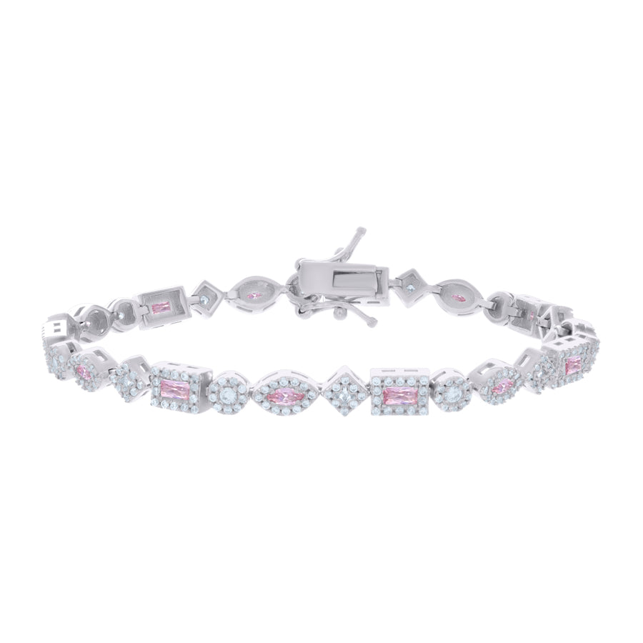 925 Sterling Silver Cz Bracelet 7 Inches