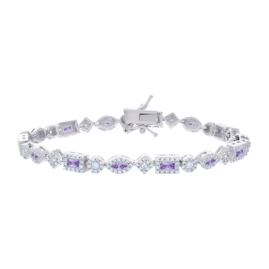 925 Sterling Silver Cz Bracelet 7 Inches