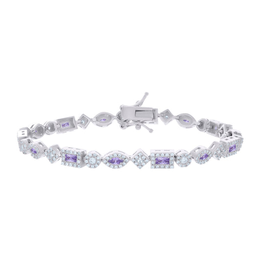 925 Sterling Silver Cz Bracelet 7 Inches