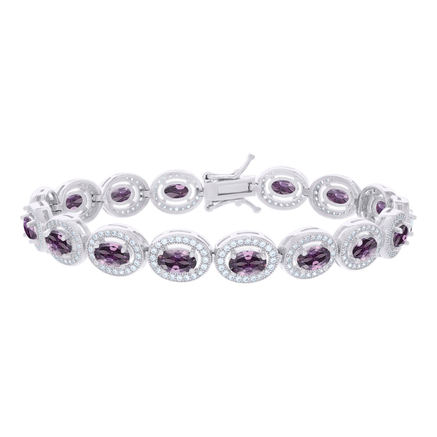 925 Sterling Silver Cz Bracelet 7 Inches
