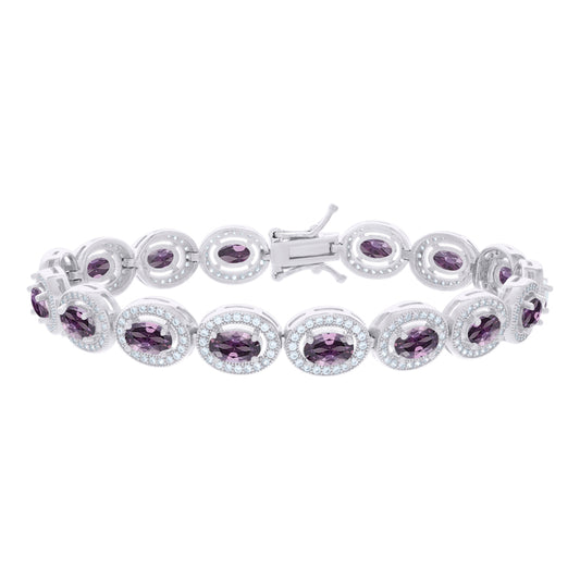 925 Sterling Silver Cz Bracelet 7 Inches