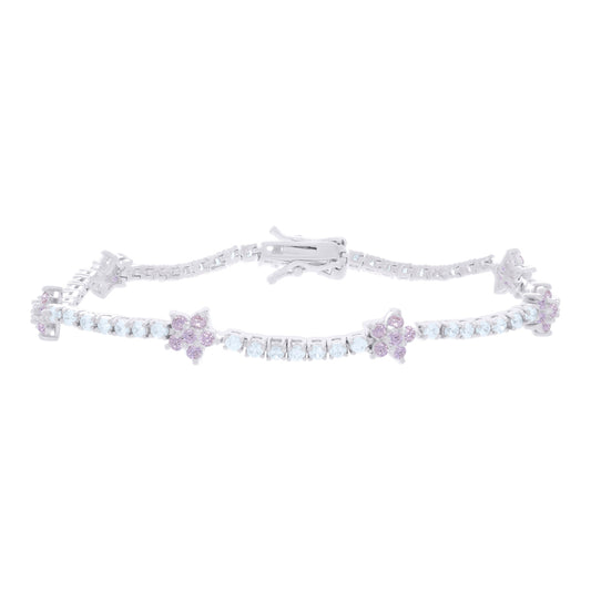 925 Sterling Silver Cz Bracelet 7.25 Inches