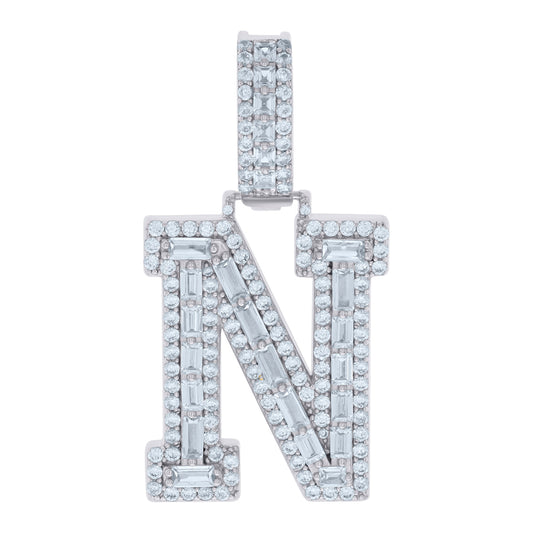 925 Sterling Silver Initial Pendant "N"