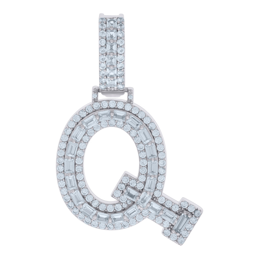 925 Sterling Silver Initial Pendant "Q"