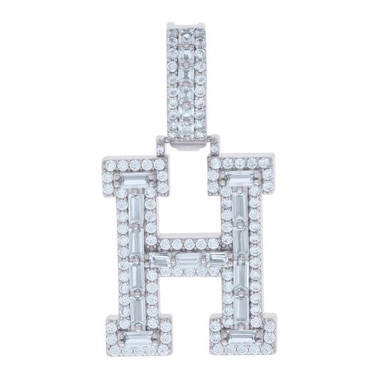 925 Sterling Silver Initial Pendant "H"