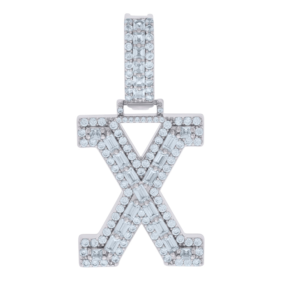 925 Sterling Silver Initial Pendant "X"
