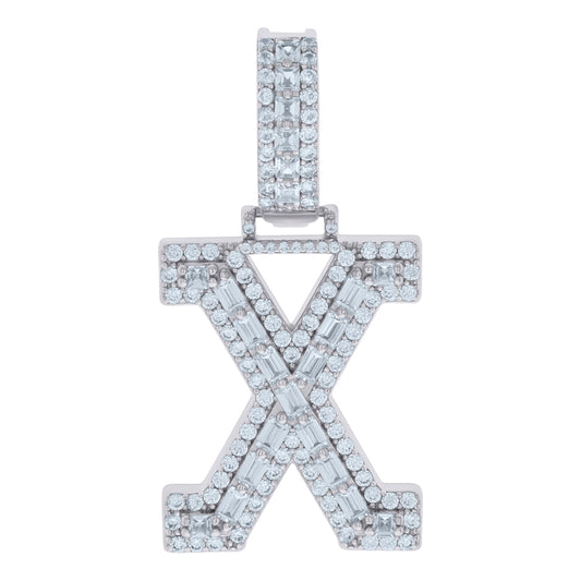 925 Sterling Silver Initial Pendant "X"