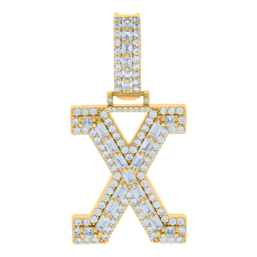 925 Sterling Silver Initial Pendant "X"