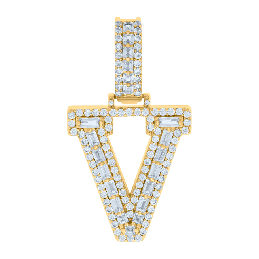 925 Sterling Silver Initial Pendant "V"