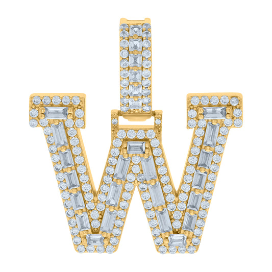 925 Sterling Silver Initial Pendant "W"