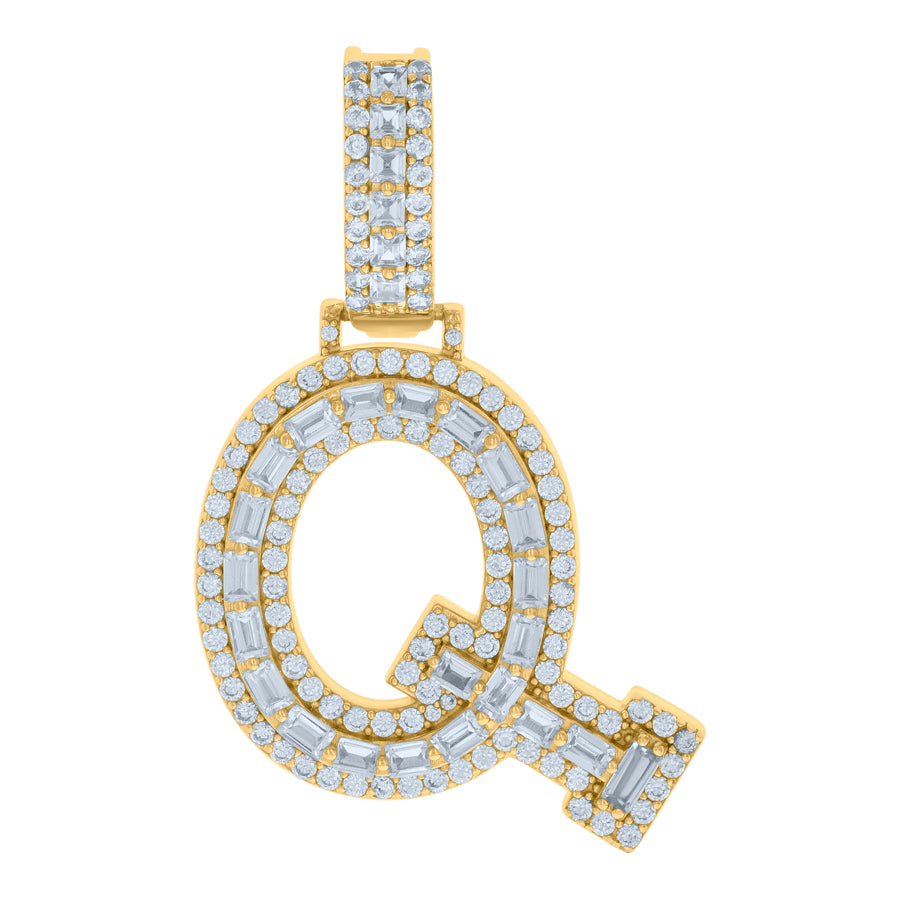 925 Sterling Silver Initial Pendant "Q"