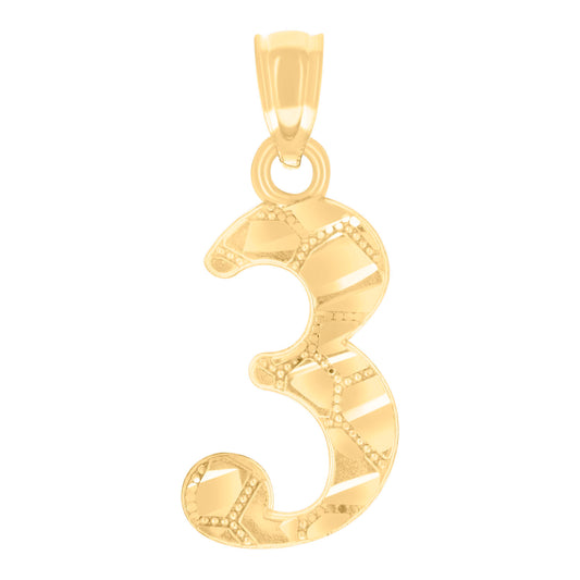 14Kt Gold Pendant Number "3"