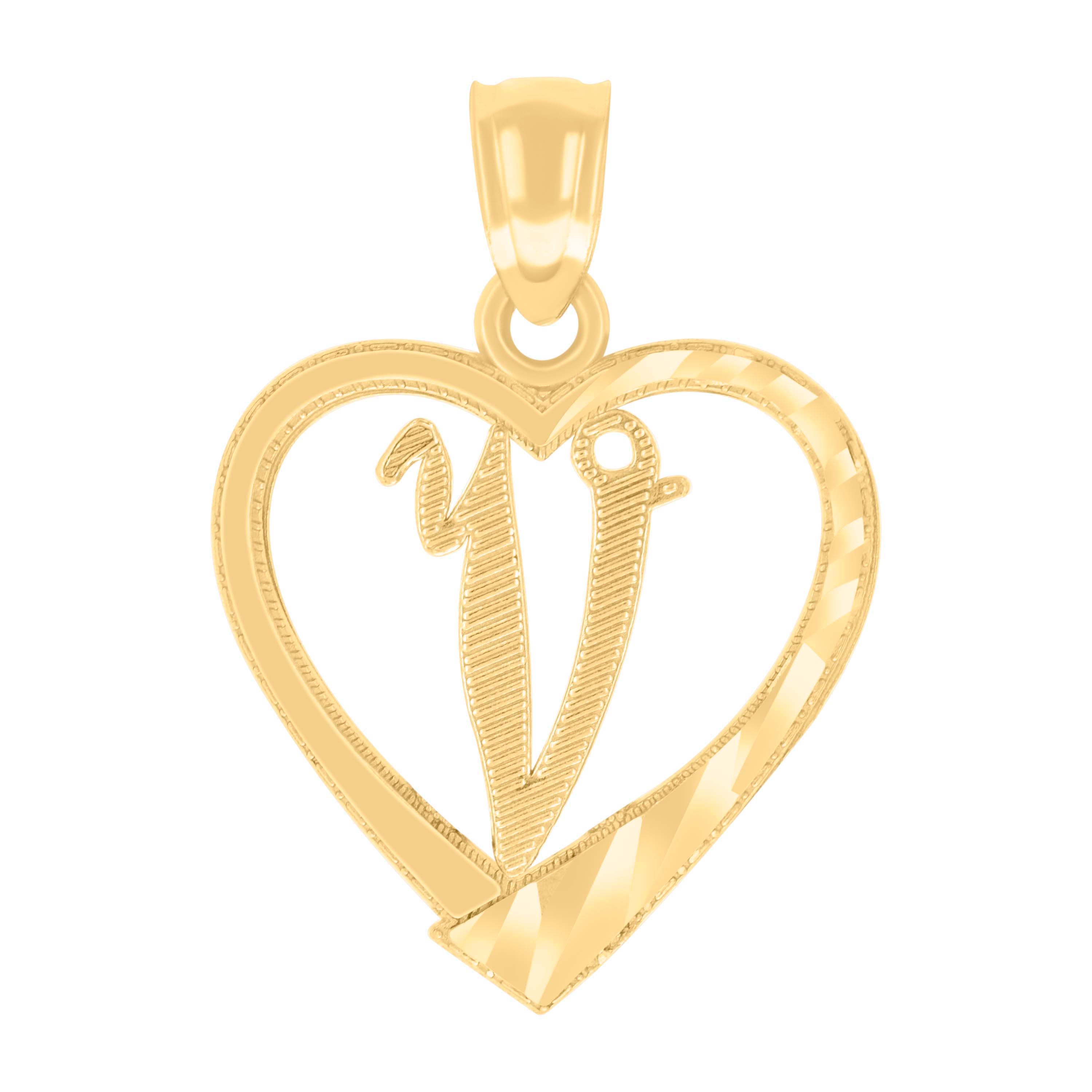 14Kt Gold Pendant Initial "V"