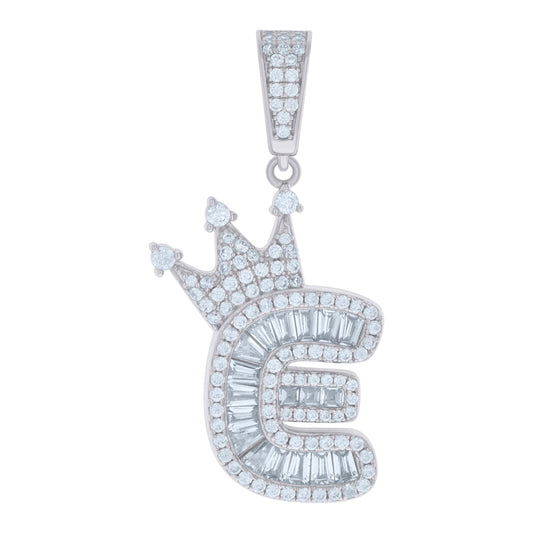 925 Sterling Silver Cz Pendant Initial E
