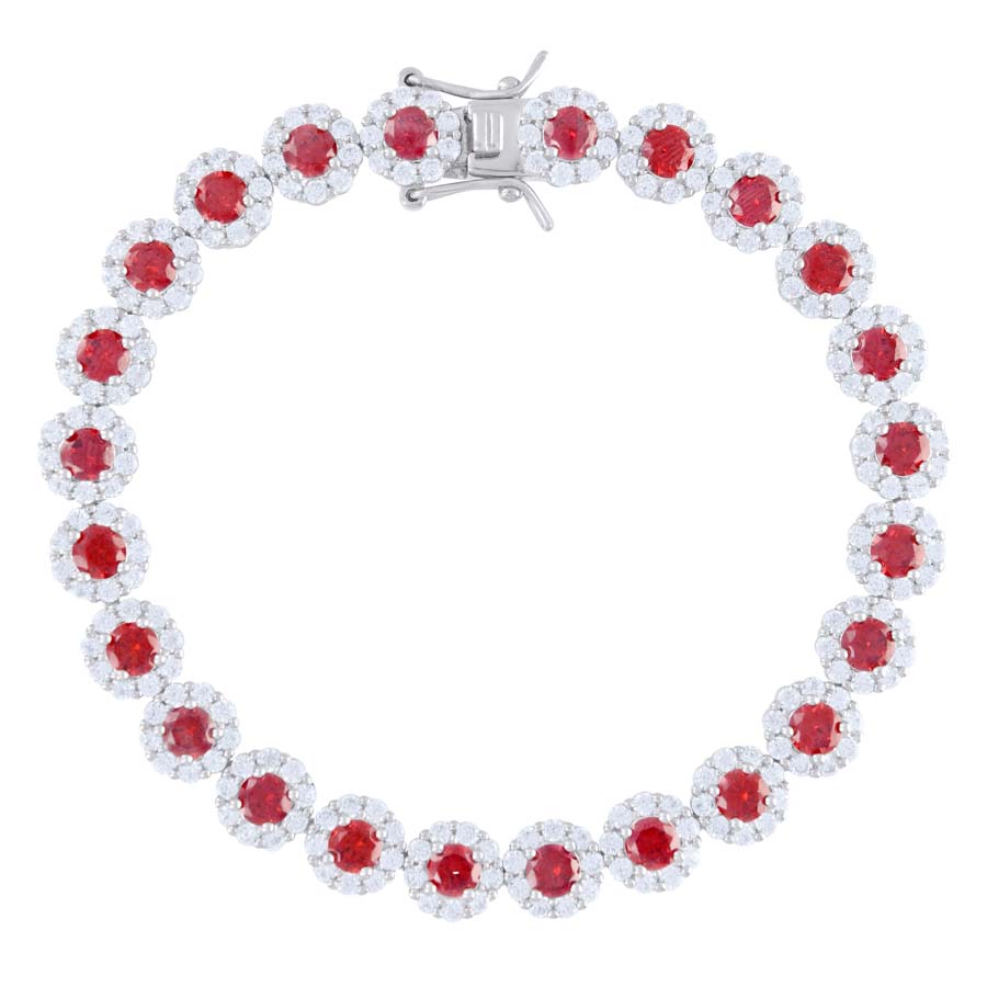 925 Sterling Silver Cz Flower Bracelet