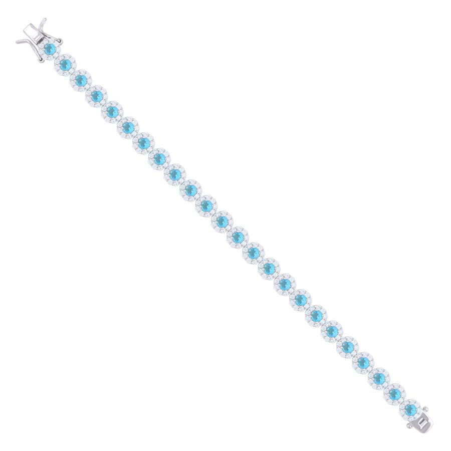 925 Sterling Silver Cz Flower Bracelet