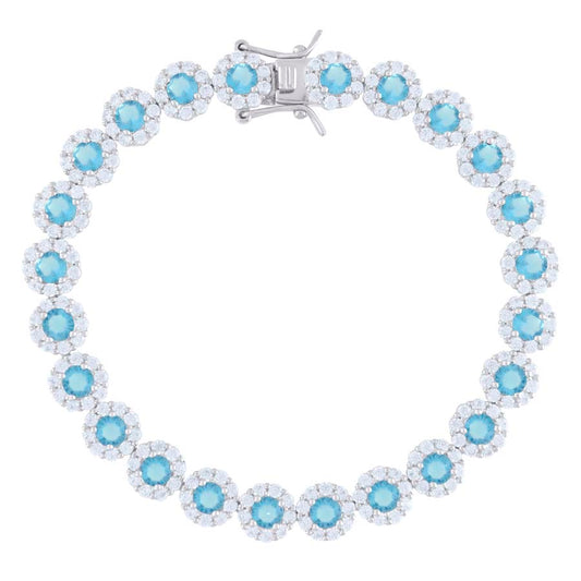 925 Sterling Silver Cz Flower Bracelet
