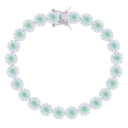 925 Sterling Silver Cz Flower Bracelet