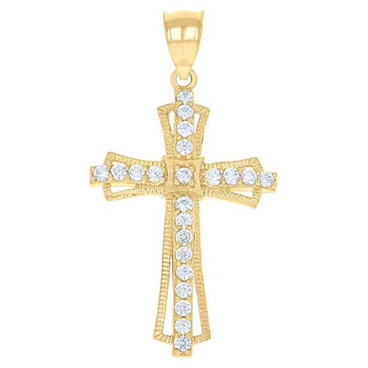 10Kt Cz Cross Charm