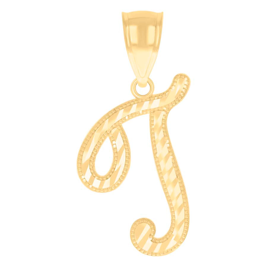 14Kt Gold Initial Pendant T