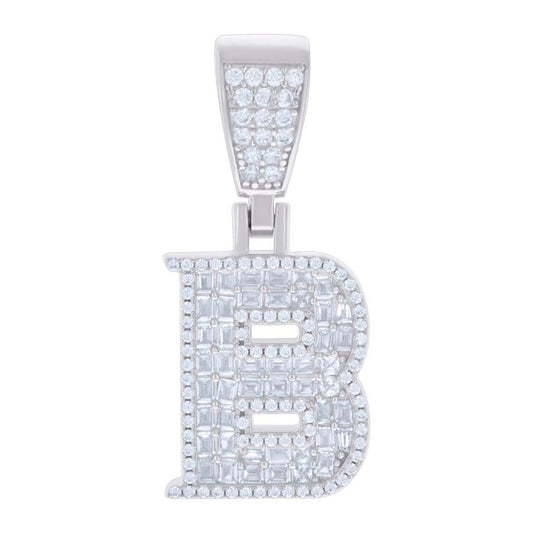 925 Sterling Silver Initial Pendant "B"