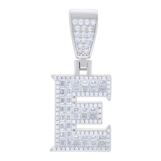 925 Sterling Silver Initial Pendant "E"