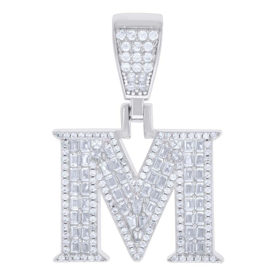 925 Sterling Silver Initial Pendant "M"