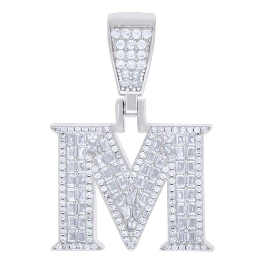 925 Sterling Silver Initial Pendant "M"