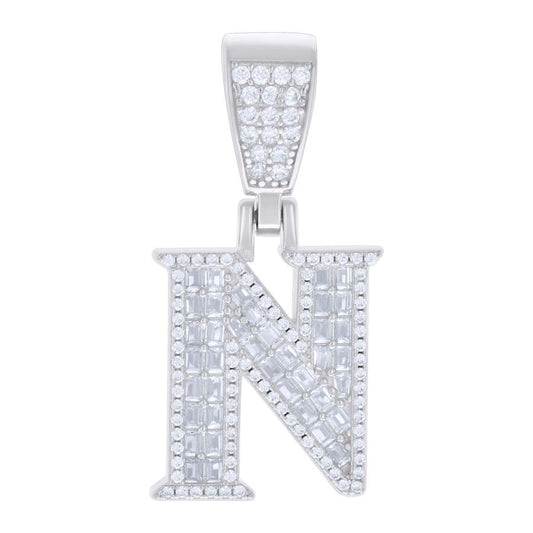 925 Sterling Silver Initial Pendant "N"