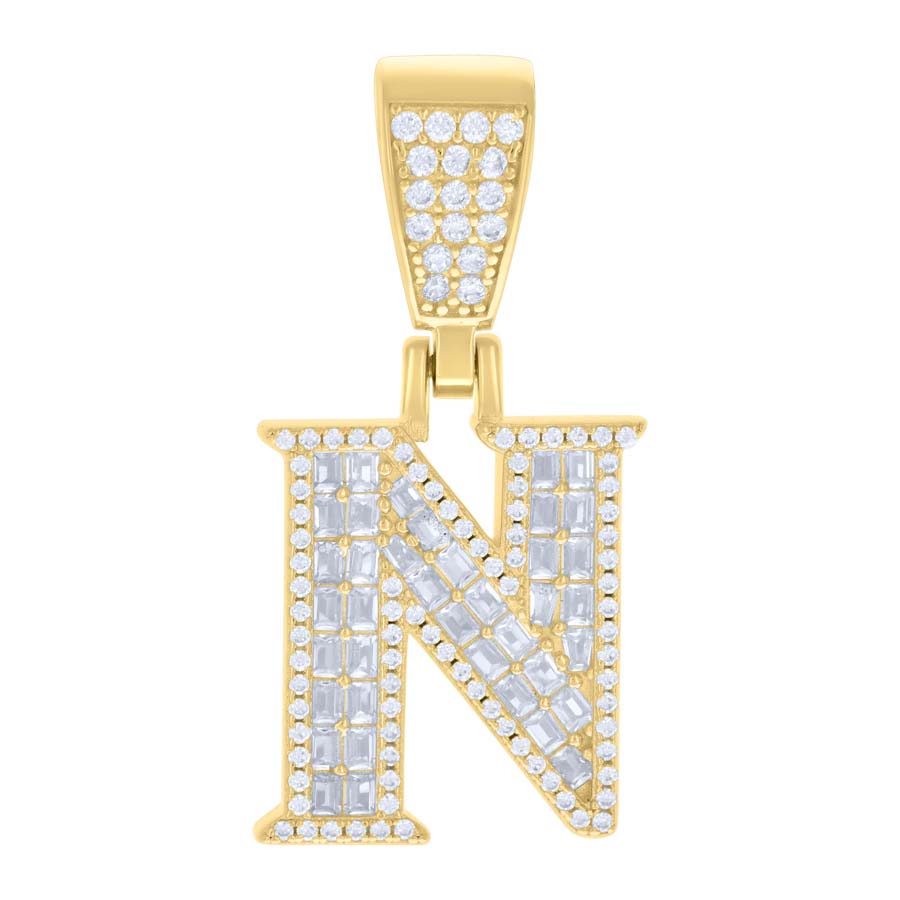 925 Sterling Silver Initial Pendant "N"