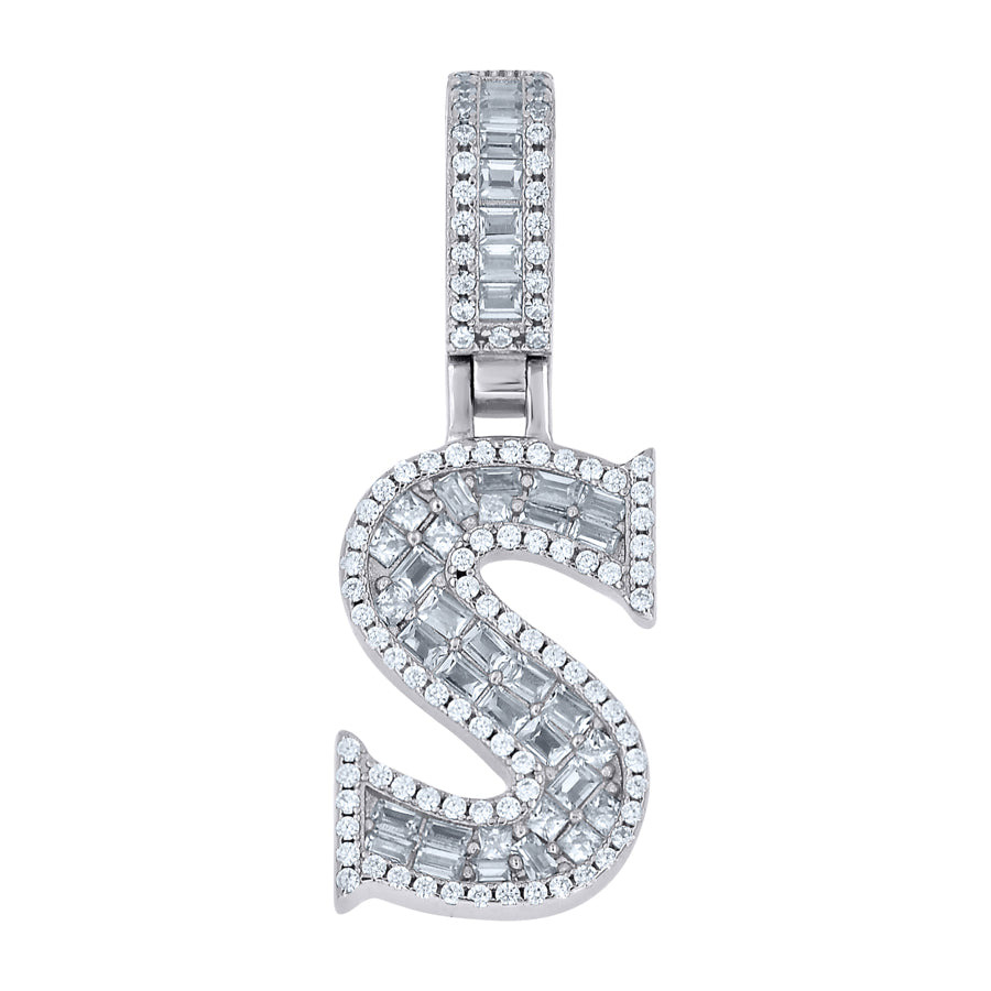 925 Sterling Silver Initial Pendant "S"
