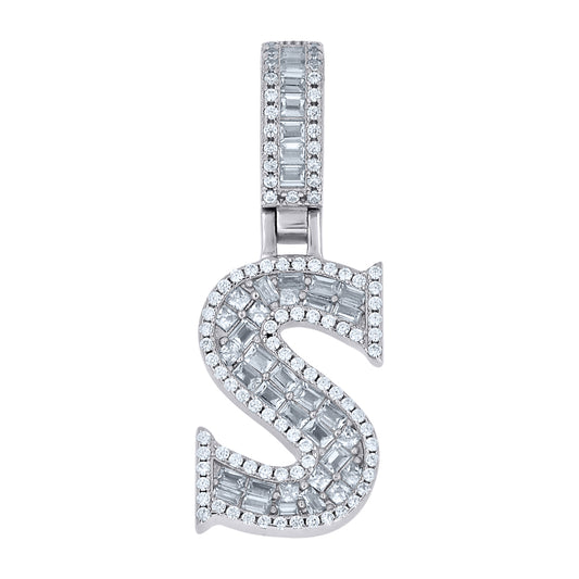 925 Sterling Silver Initial Pendant "S"