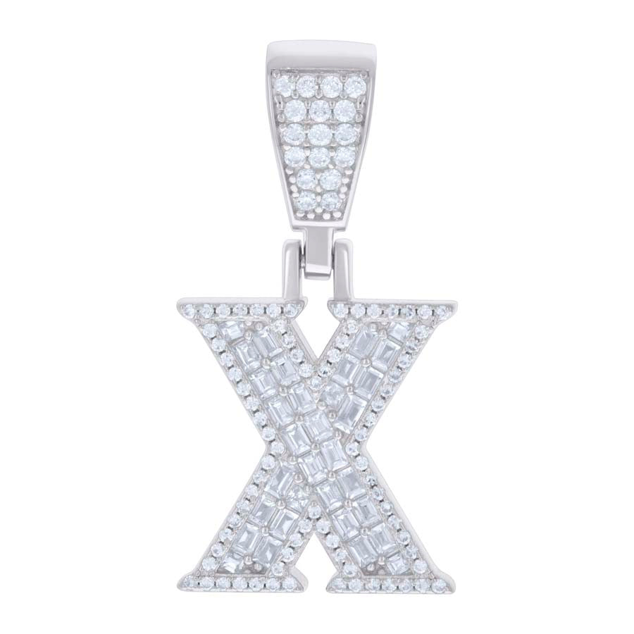 925 Sterling Silver Initial Pendant "X"