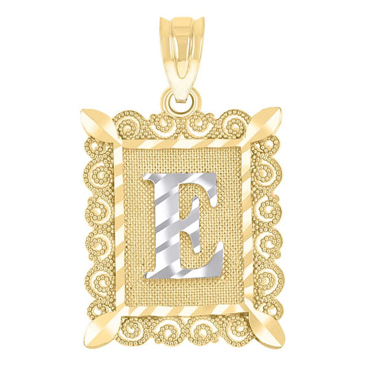 10K Gold Initial Letter "E" Pendant