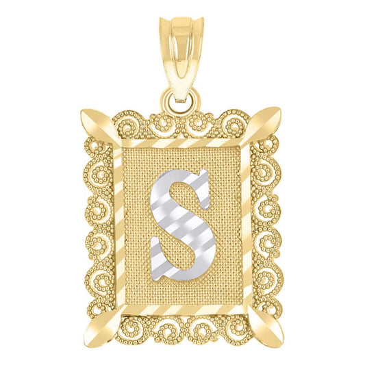 10K Gold Initial Letter "S" Pendant