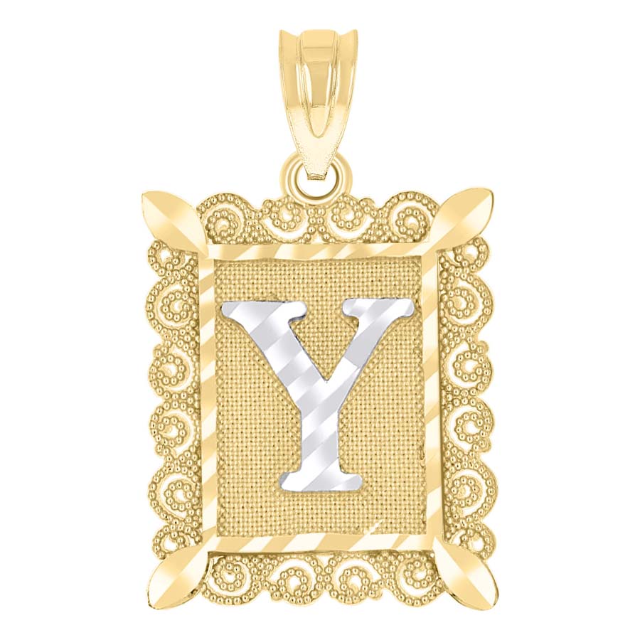 10K Gold Initial Letter "Y" Pendant