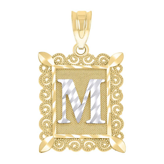 10K Gold Initial Letter "M" Pendant
