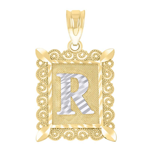10K Gold Initial Letter "R" Pendant