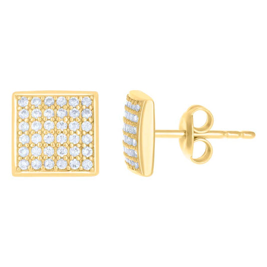 10Kt Gold Cz Earrings 10Mm