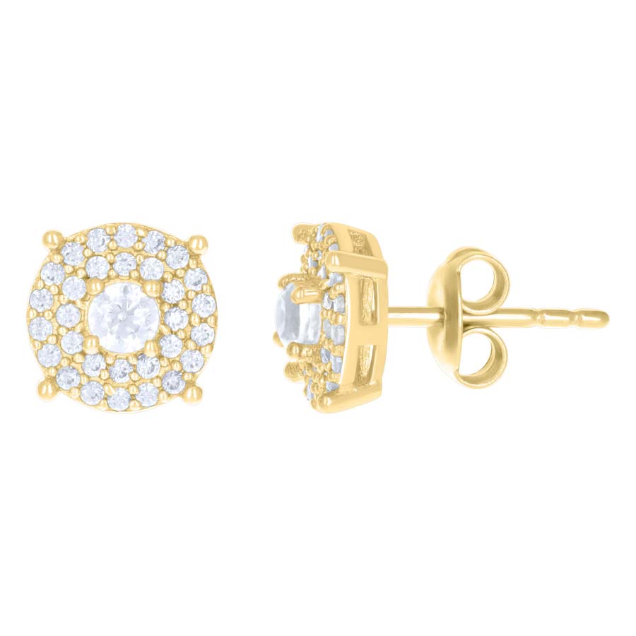 10Kt Gold Cz Earrings 10Mm