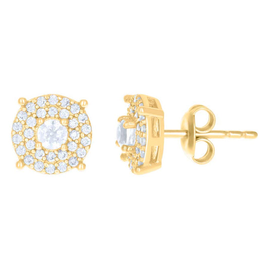 10Kt Gold Cz Earrings 10Mm