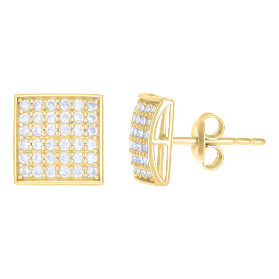 10Kt Gold Cz Earrings 9.5Mm