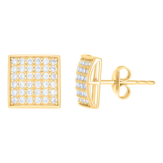 10Kt Gold Cz Earrings 9.5Mm