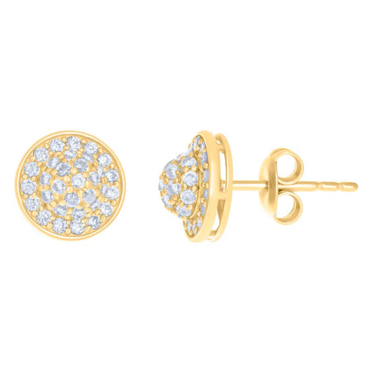 10Kt Gold Cz Earrings 9Mm