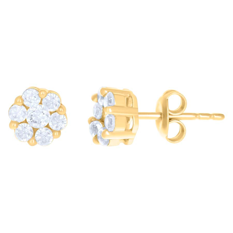 10Kt Gold Cz Earrings 7.5Mm